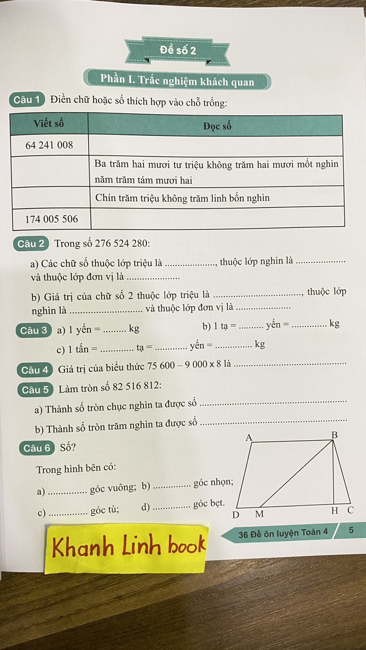 Sách - 36 Đề Ôn Luyện Toán 4 - Biên soạn theo chương trình GDPT mới