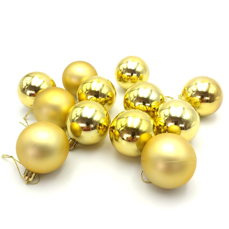 Hộp 12 Trái Châu Giáng Sinh - Mẫu 3 - Màu Vàng Gold
