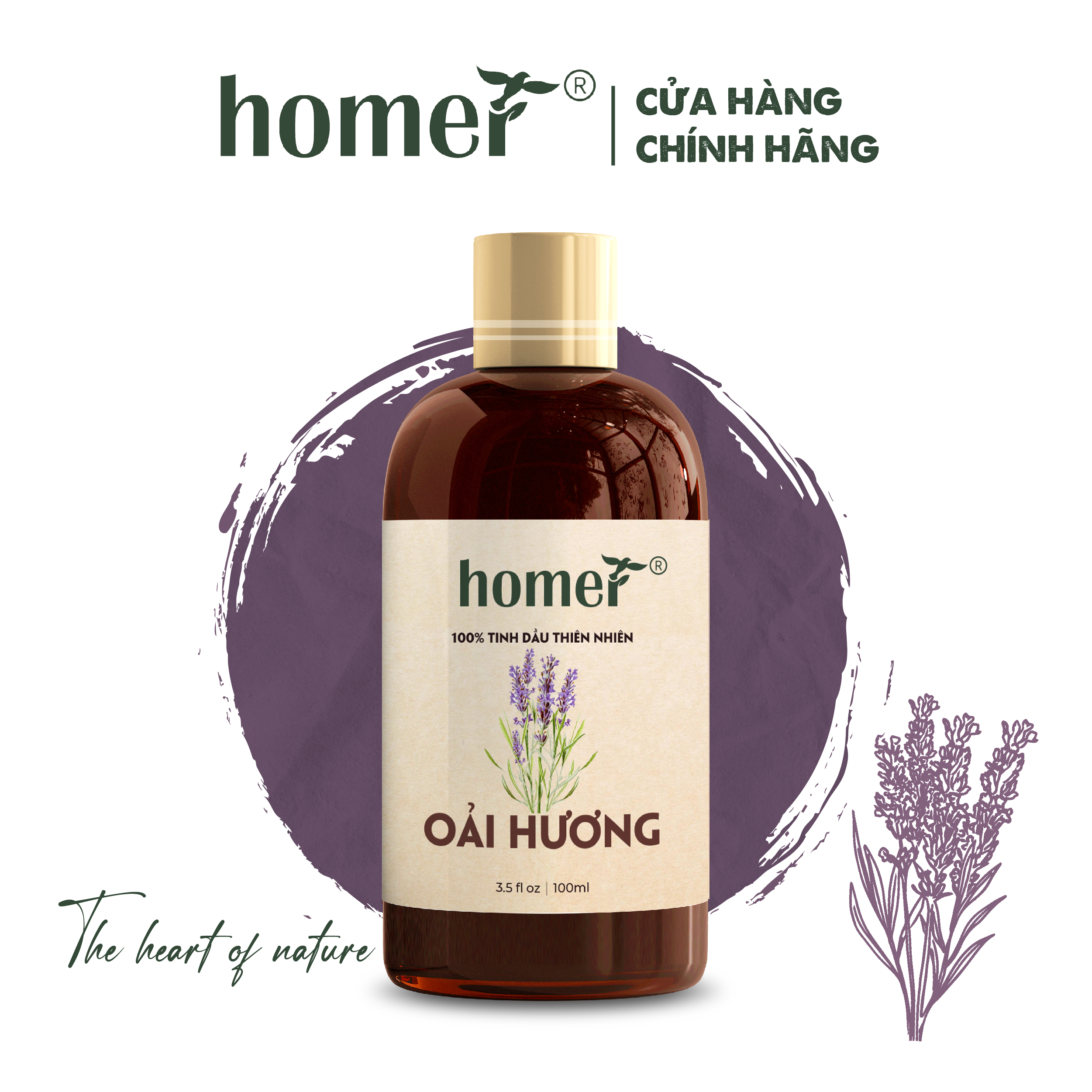 Tinh Dầu Oải Hương Homer 100ML - Tinh Dầu Lavender Thiên Nhiên Nhập Khẩu Nguyên Chất Giúp Giảm Stress, Khử Khuẩn và Xua Đuổi Côn Trùng, Sử Dụng Hiệu Quả với Máy Xông Tinh Dầu