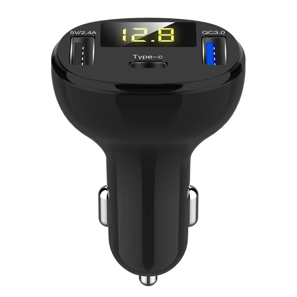12-24V Dual USB &amp; Type C Car Charger with Intelligent Chip Support PD QC3.0