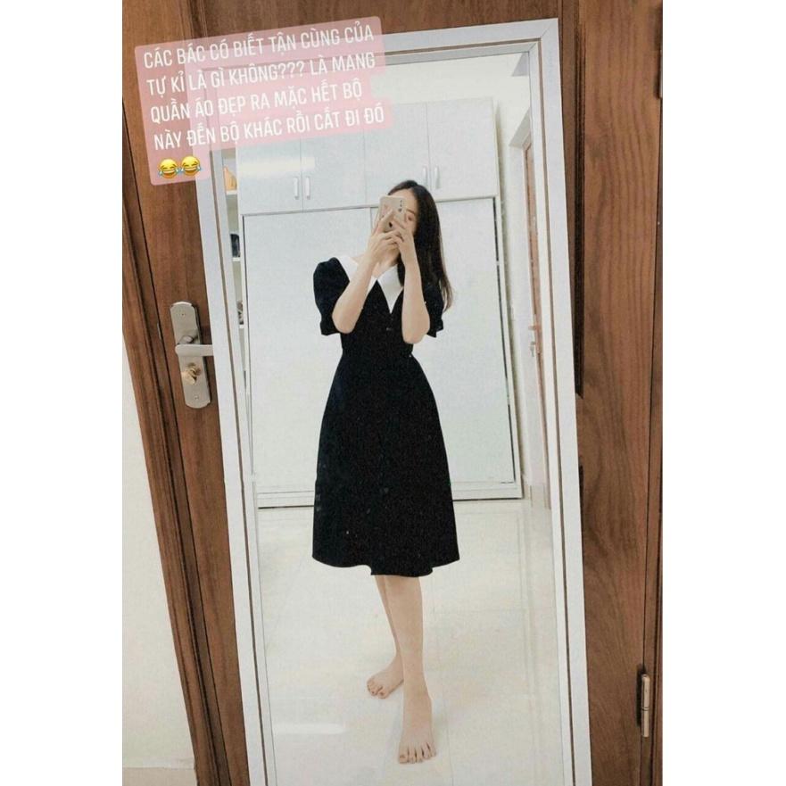 ĐẦM CHUBBY BIGSIZE MÀU ĐEN CỔ NHỌN ĐI DẠO PHỐ, ĐI TIỆC