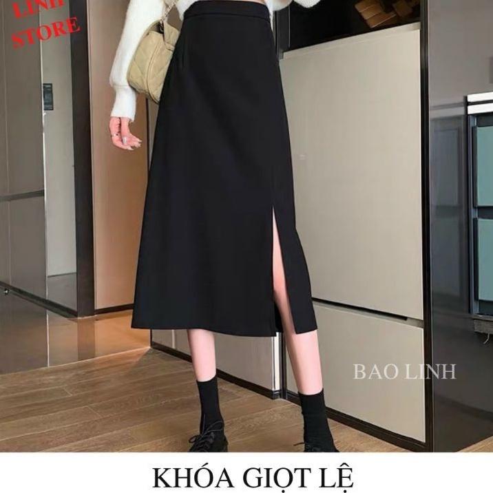 Chân Váy Chữ A sẻ trước độ dài 70cm thời trang nữ