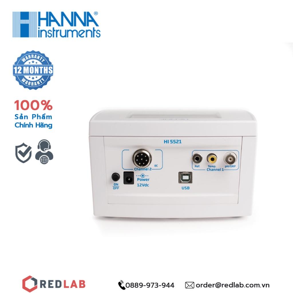 THIẾT BỊ ĐO pH/ORP Và EC/TDS/ĐỘ MẶN/TRỞ KHÁNG ĐỂ BÀN HANNA HI5521, bảo hành 12 tháng