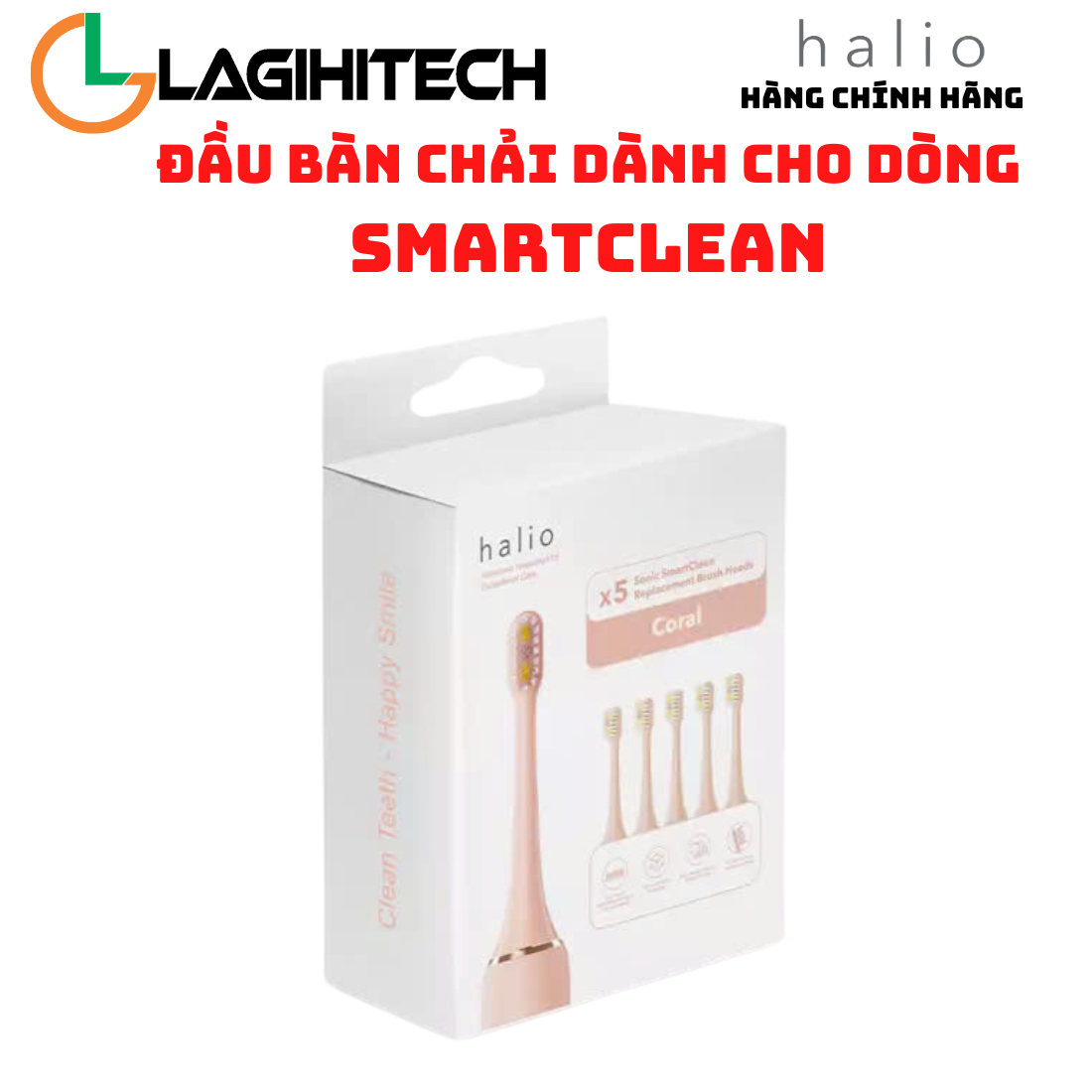 Combo Đầu Bàn Chải Điện Halio Sonic SmartClean Electric Toothbrush White - Hàng Chính Hãng