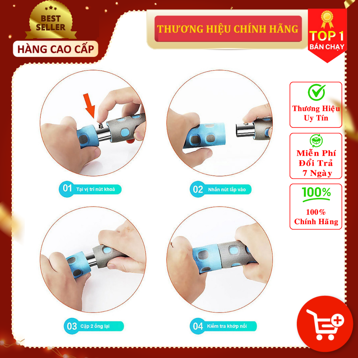 Vòng Lắc Eo Ống Thép Mọc Mút Xốp Lắp Ghép Cao Cấp Chính Hãng DoDoDios - Vòng Lắc Eo Giảm Mỡ Bụng Ống Thép Bọc Mút Xốp - Tùy Chỉnh Độ Nặng