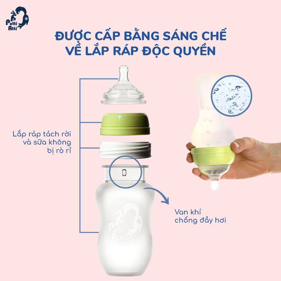 Bình sữa Putti Atti Hàn Quốc loại 160ml - Nhập khẩu trực tiếp từ Hàn Quốc