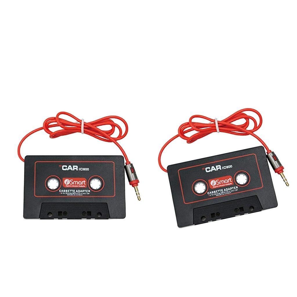 2x 3.5mm Jack Stereo to Car AUX Audio Cassette Tape Adapter Converter Black