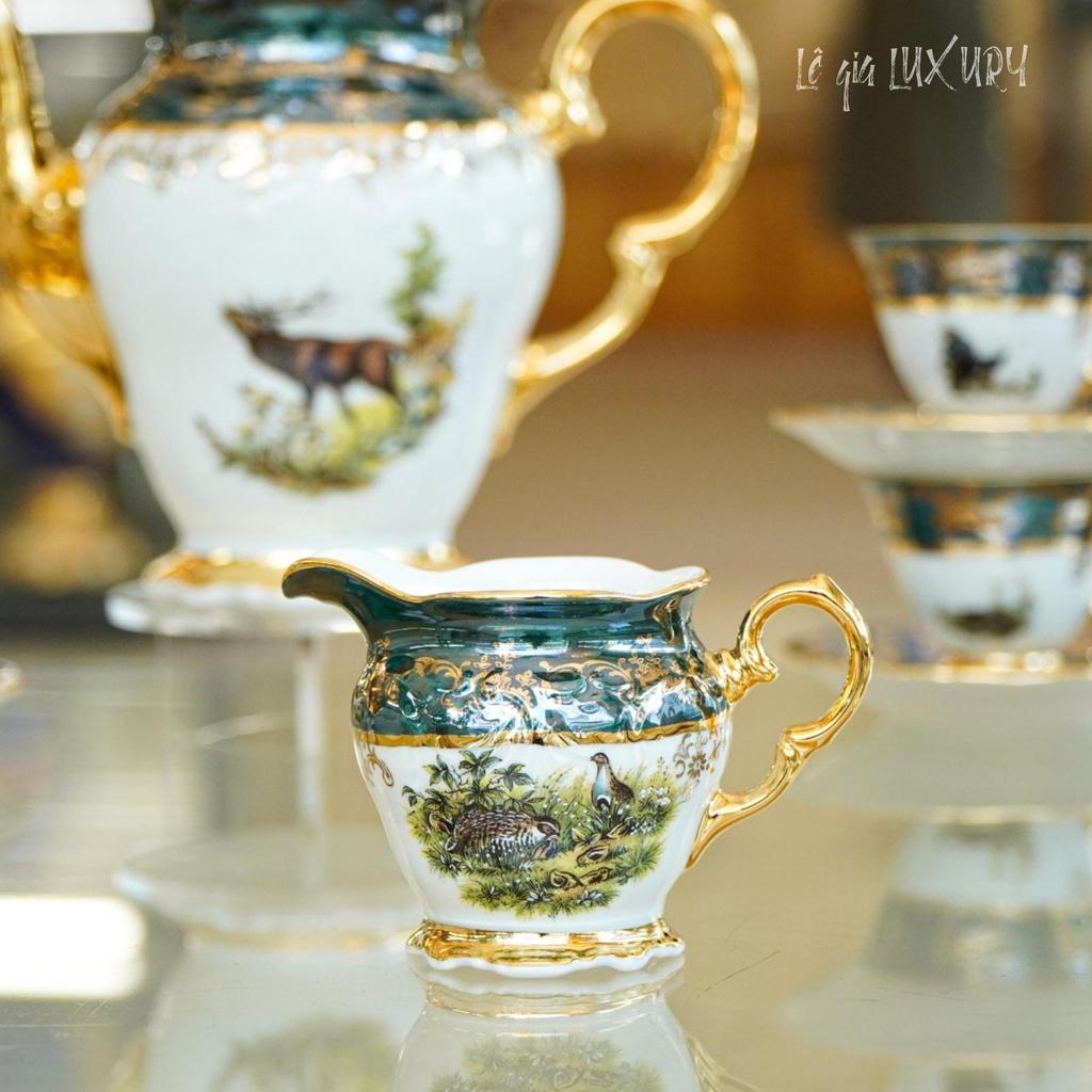 Bộ ấm chén uống trà cao cấp mạ vàng TÂN CỔ ĐIỂN Sang trọng, Gốm Sứ Tiệp Khắc, Ấm chén cao cấp mạ vàng 24K ACTN2