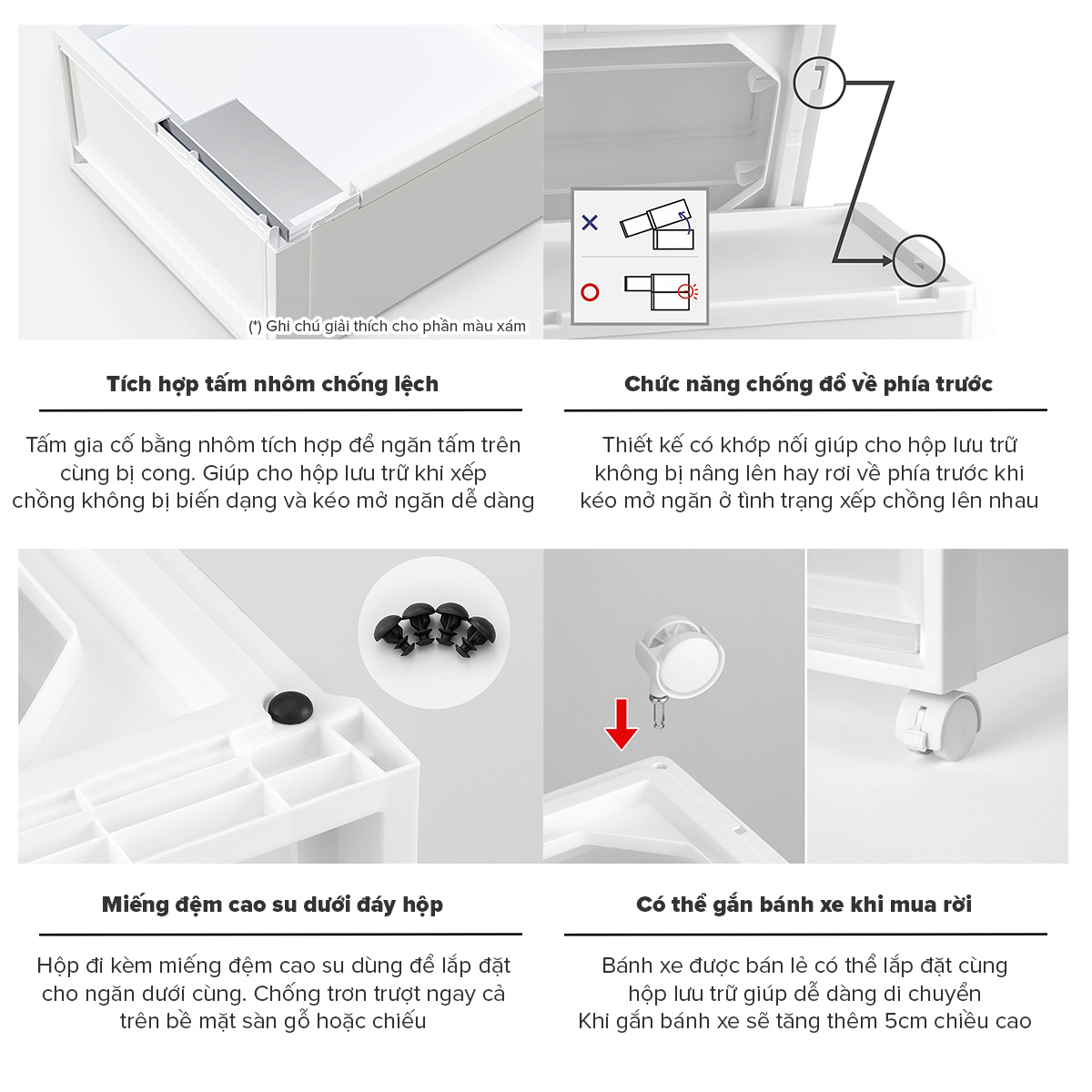 TENMA Hộp Nhựa Ngăn Kéo Cao Cấp Sang Trọng Nội Thất FC40 JAPAN QUALITY, Xếp Chồng, Bánh Xe Bán Rời