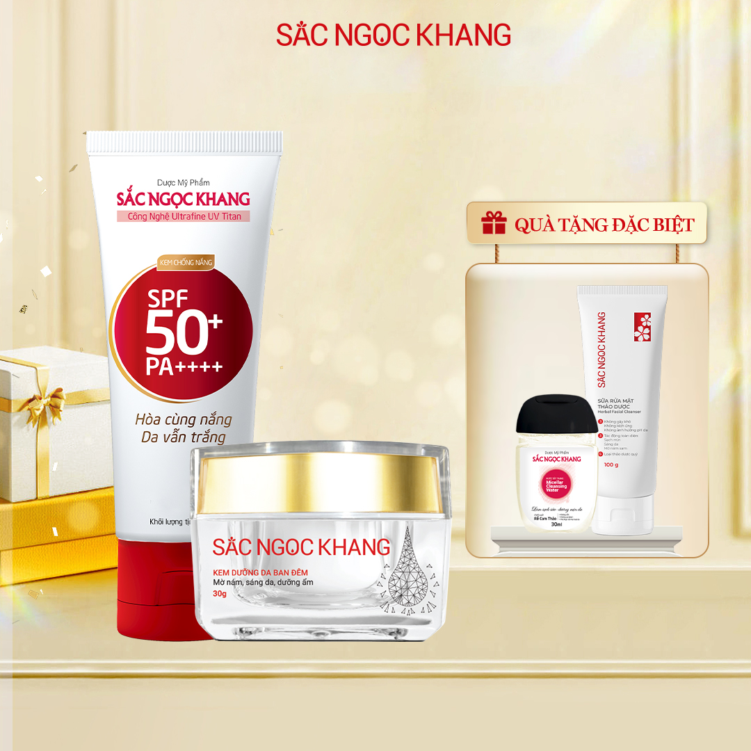 Combo chăm sóc da ngày và đêm Kem dưỡng da ban đêm 30g + Kem chống nắng 50g SPF 50 PA++++