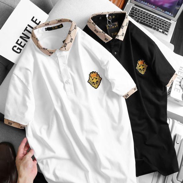 Áo thun Polo nam cổ bẻ thêu logo trắng đen vải cá sấu Cotton trẻ trung MANLY STYLE