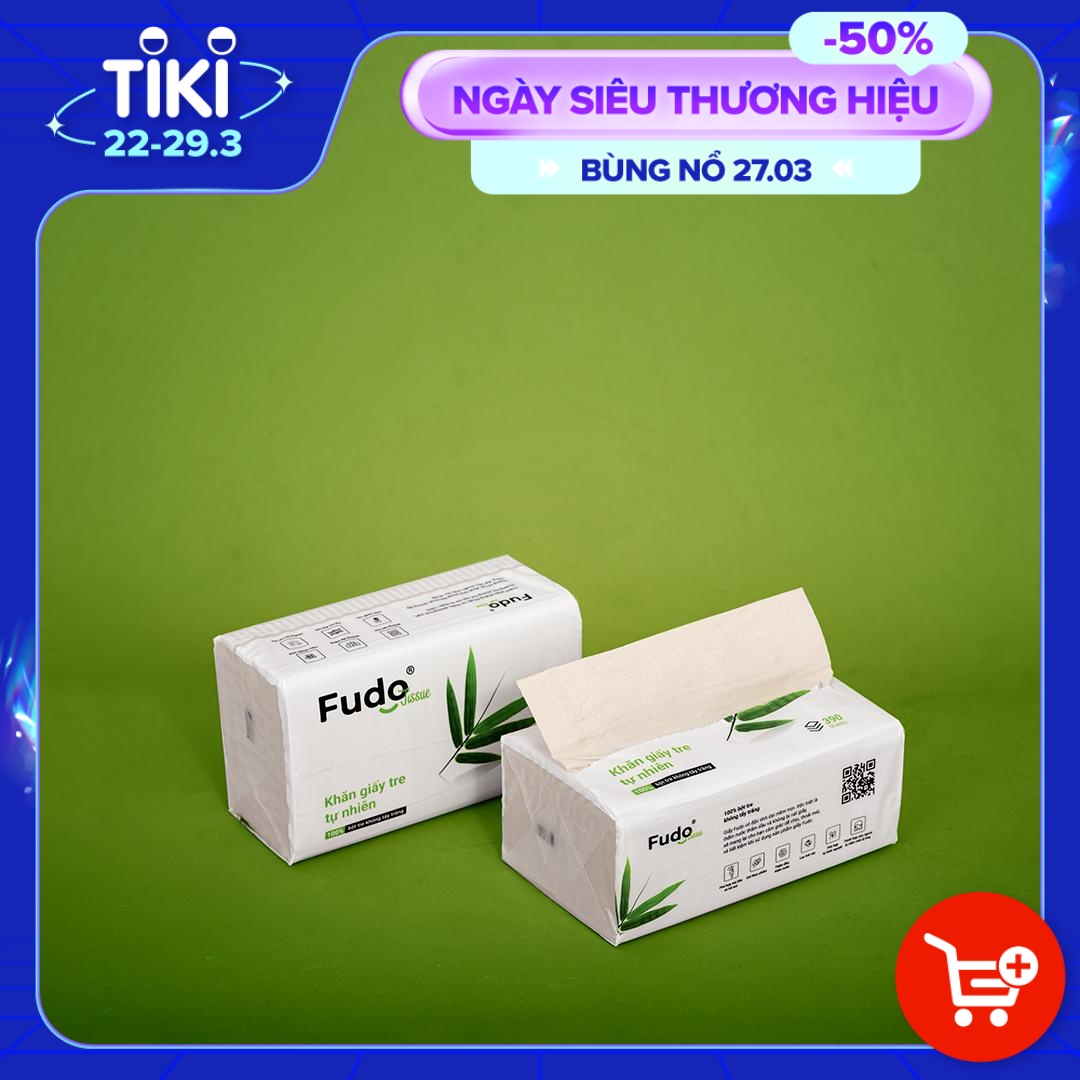 Khăn giấy khô Fudo® TISSUEPack™ từ sợi tre - Gói 130 tờ - 03 lớp siêu thấm