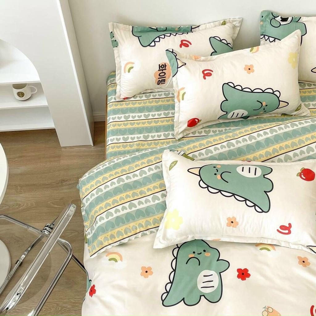 Bộ chăn ga gối Poly Cotton poly mẫu khủng long 1m2 đến 2m*2m2