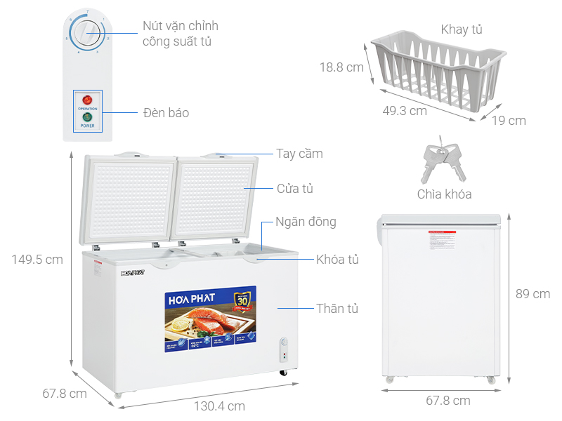 Tủ đông Hòa Phát 352 Lít HPF AD6352 2 cánh 1 ngăn đông -Hàng chính hãng