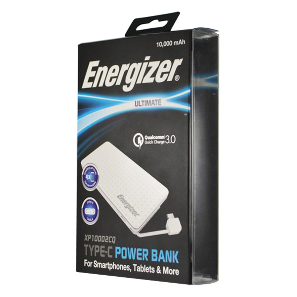 Pin Sạc Dự Phòng Energizer 10000 mAh XP10002CQWE - Trắng - Hàng chính hãng