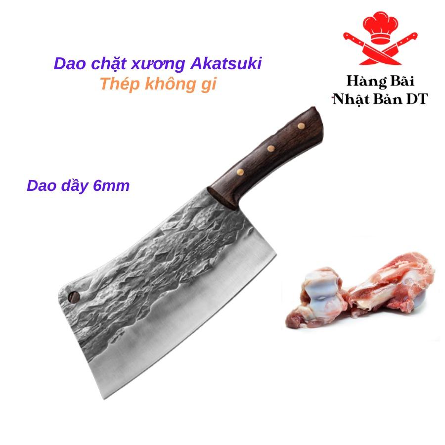 Dao Chặt Xương Nhật Bản Akatsuki Cao Cấp Nặng 1kg Dày 6mm Chát Liệu Thép Không Gỉ Dao Vân Búa Chuyên Dụng Cho Nhà Bếp