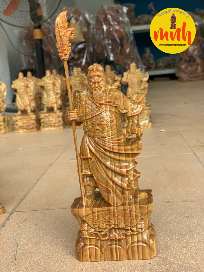 Tượng Quan Công Trấn Ải Mini Gỗ Huyết Long Mọng Dầu Kích thước Cao 20cm