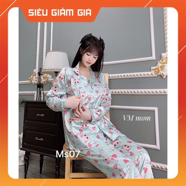 Bộ bầu bộ pijama bầu và sau sinh 2 in1 chất lụa thái cao cấp️quần có chun chỉnh️bộ sau sinh siêu mềm ️Freesize 43~68k