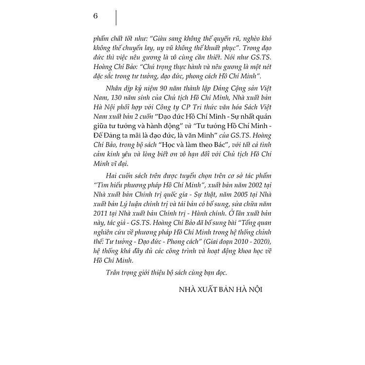Sách - Đạo Đức Hồ Chí Minh - Sự Nhất Quán Giữa Tư Tưởng Và Hành Động - Hoàng Chí Bảo - VIETNAMBOOK