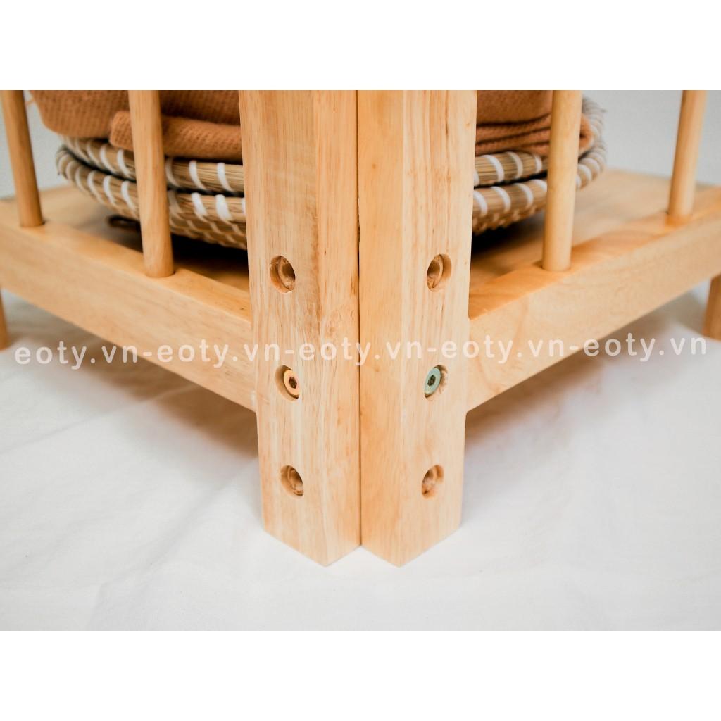 Kệ góc 3 tầng / Kệ để đồ góc tường gỗ cao su đa năng