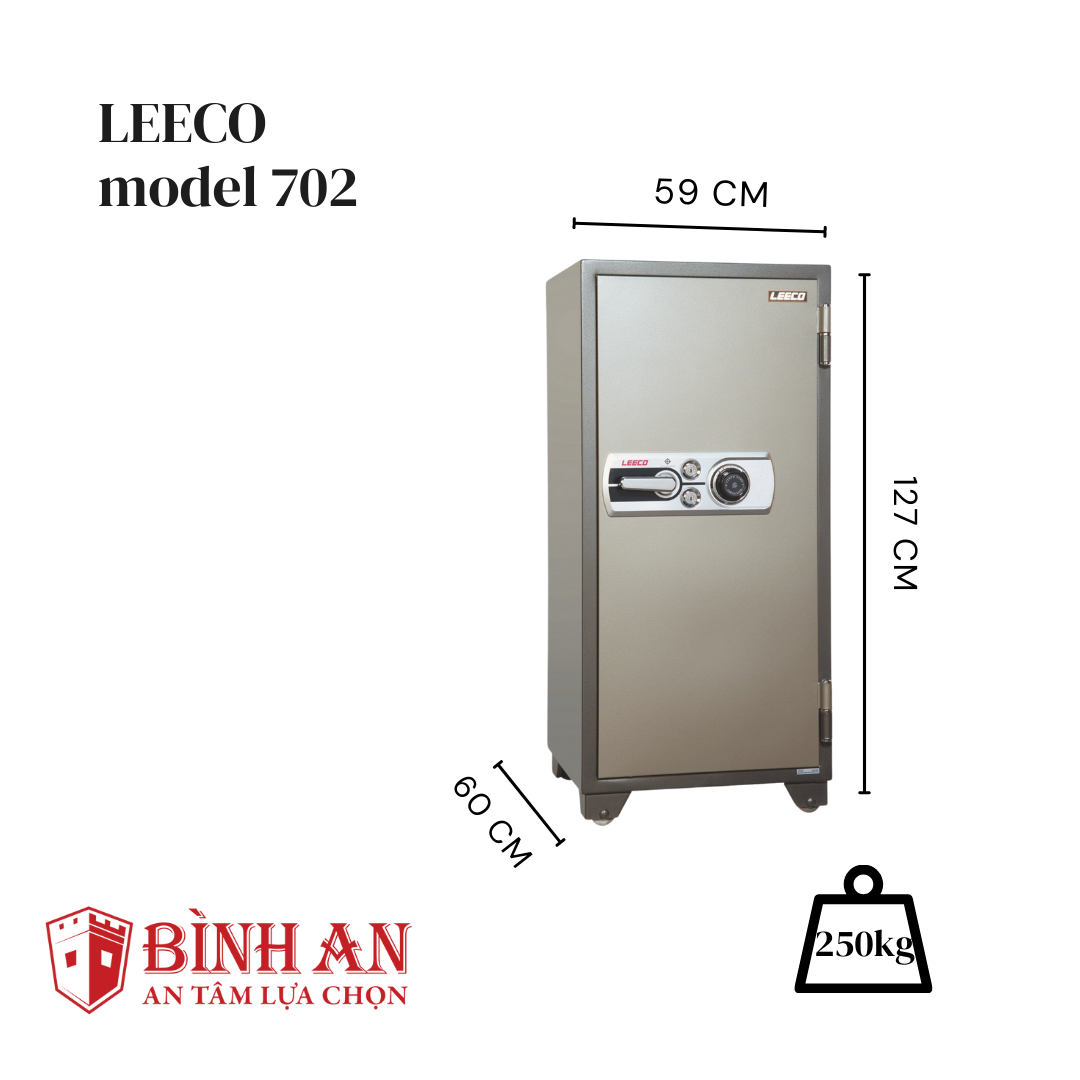 Két Sắt LEECO 702 Nhập Khẩu Thái Lan Chống Cháy Chuẩn JIS 120 Phút Khoá Bảo Mật Cao Cấp Cho Gia Đình Và Văn Phòng - Hàng Chính Hãng