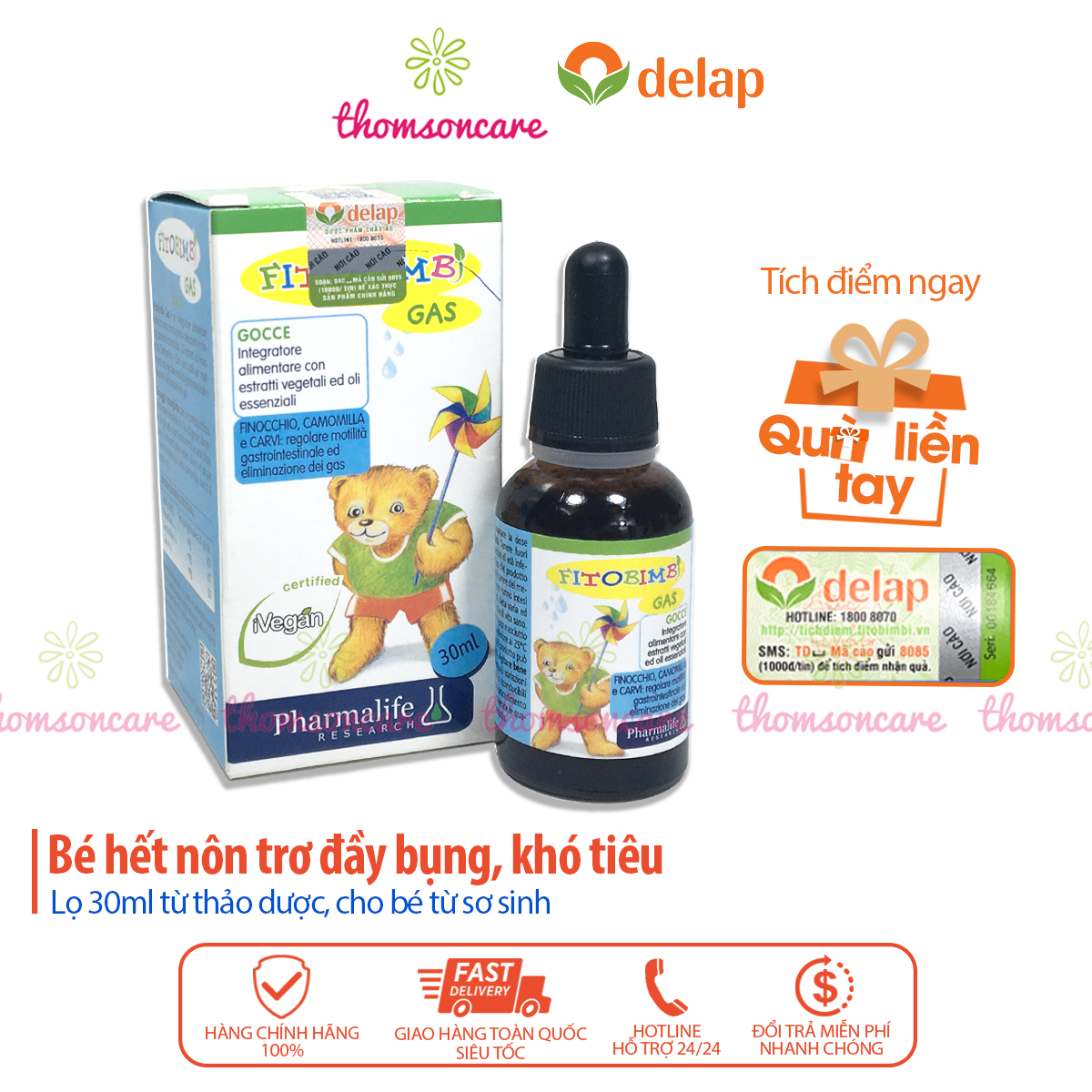 Gas Bimbi - Hỗ trợ giảm rối loạn tiêu hóa cho bé - Chai 30ml - Nhập khẩu từ hãng Fitobimbi của Ý