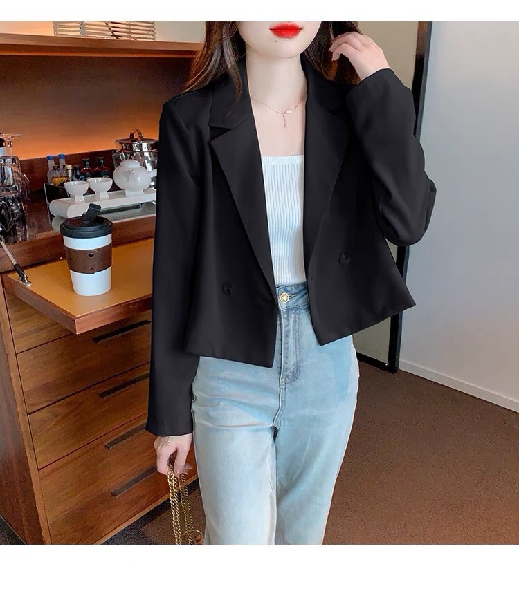 Áo blazer nữ dáng croptop dài tay Áo vest công sở nữ mùa đông dáng ngắn chất liệu tuyết mưa 2 lớp sang trọng thanh lịch