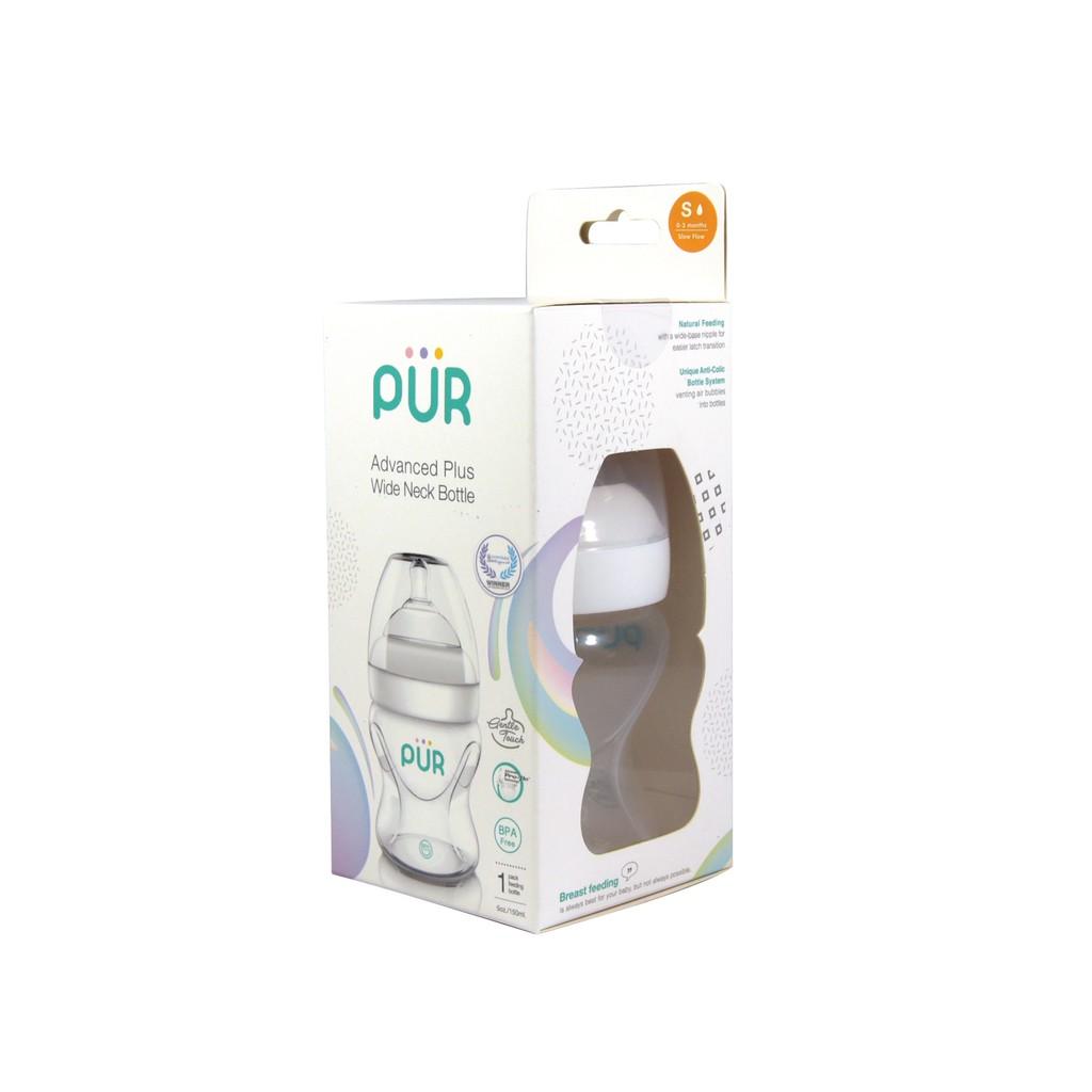 Combo Bình sữa cổ rộng Pur Advanced Plus 150ml + núm L