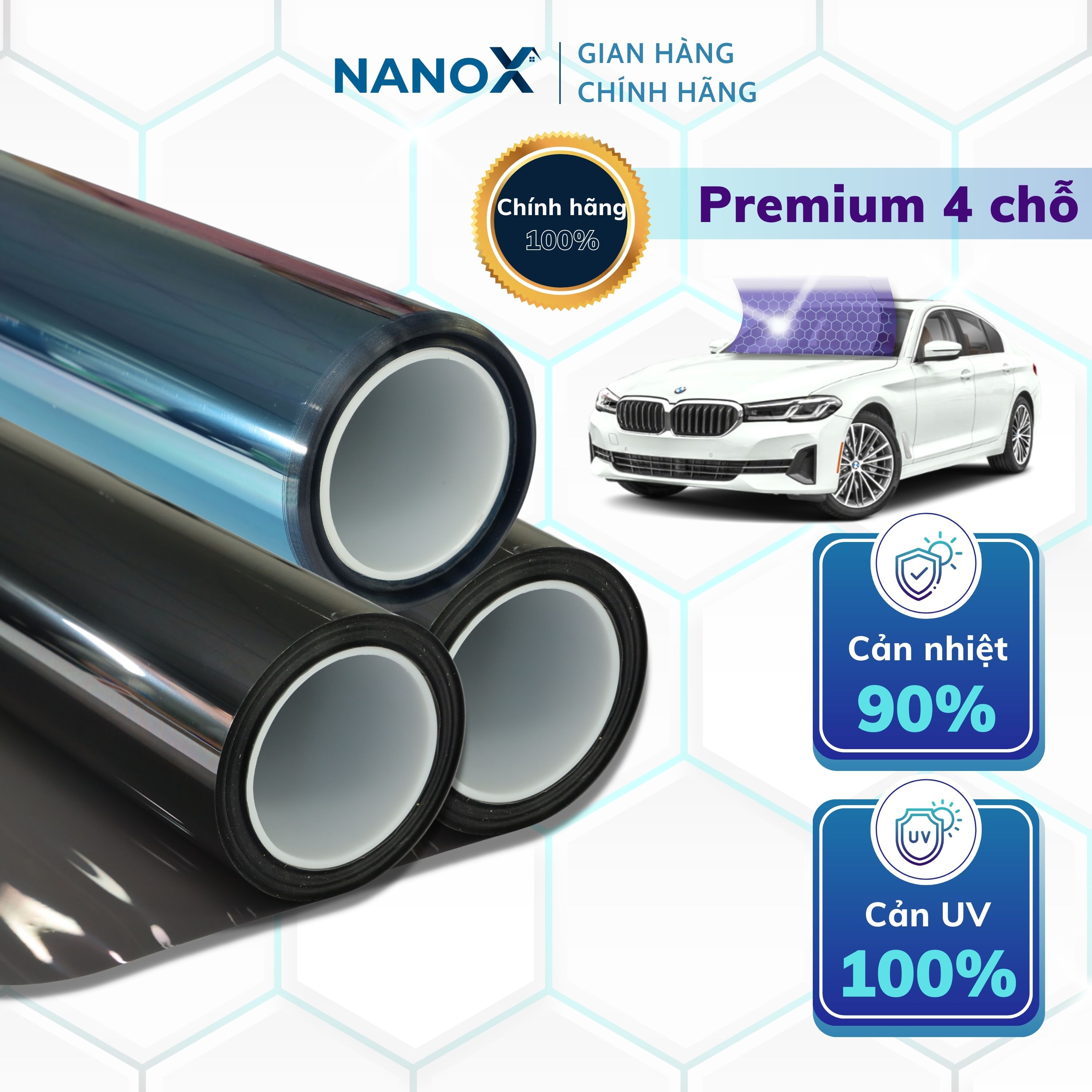 Phim cách nhiệt ô tô 4 chỗ gói cao cấp siêu cách nhiệt NanoX