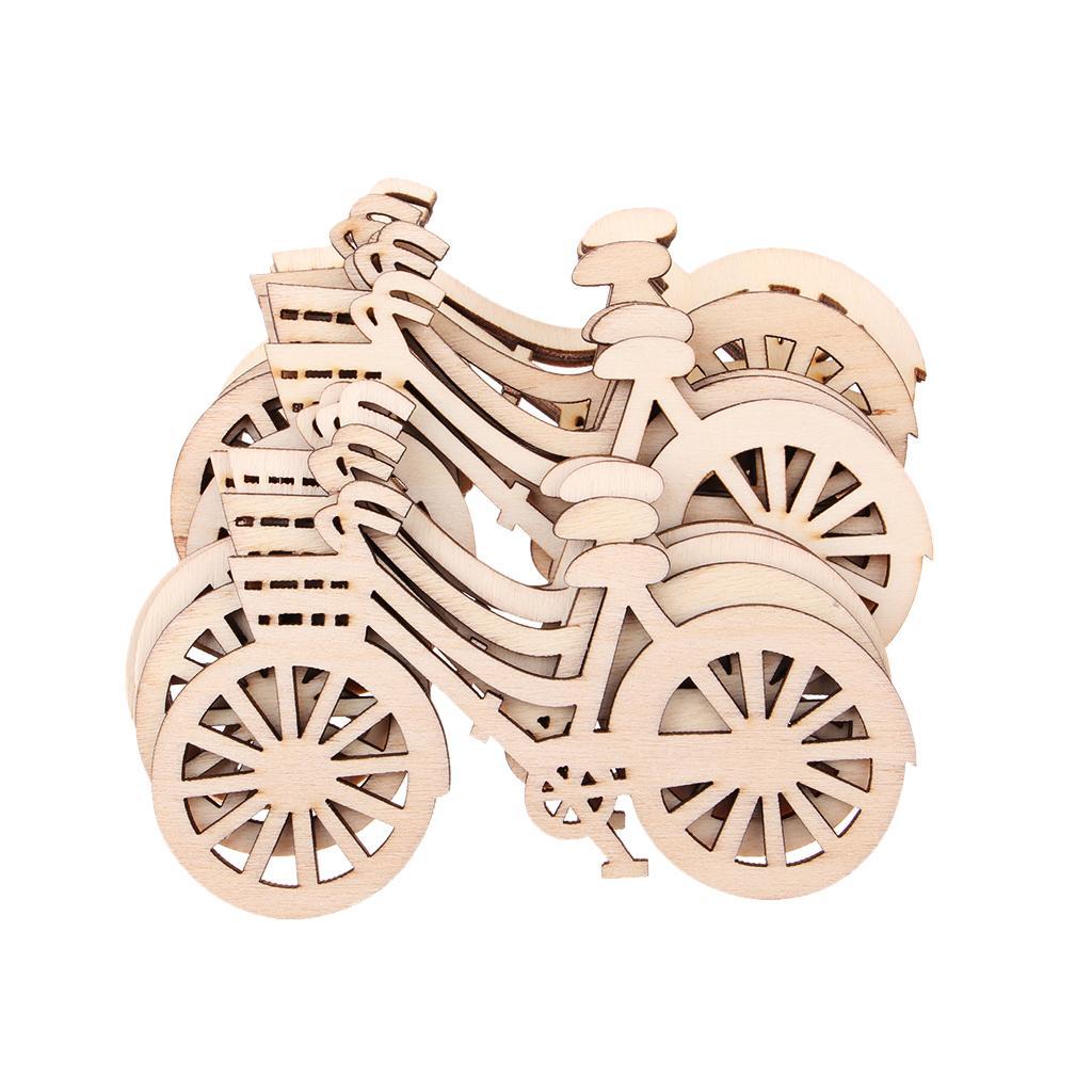 4-20pack 10 Pieces Wood Cutouts Bicycle Shapes Wooden Embellishments Craft for