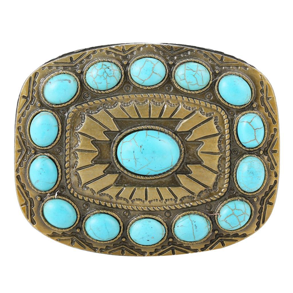 Retro Turquoise Belt Buckle Indian Bronze Tone Buckles Jeans Accessory