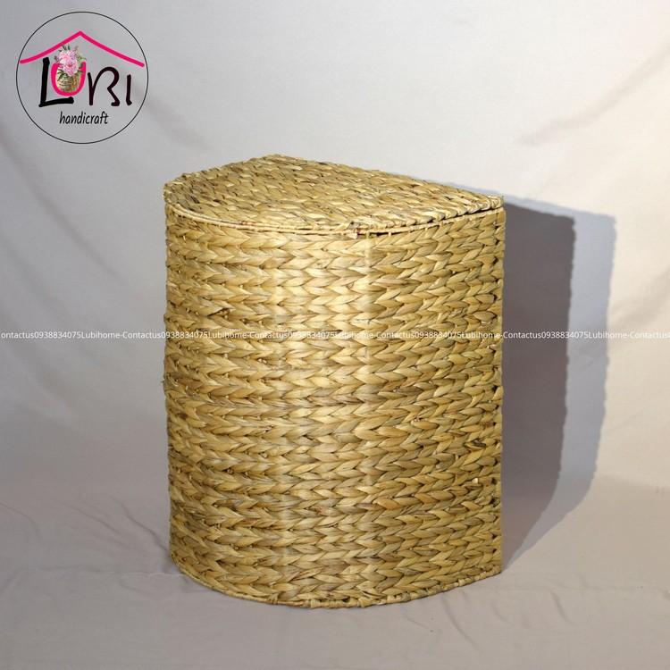- Rương đựng đồ giặt đan lục bình hình bán nguyệt - sang trọng