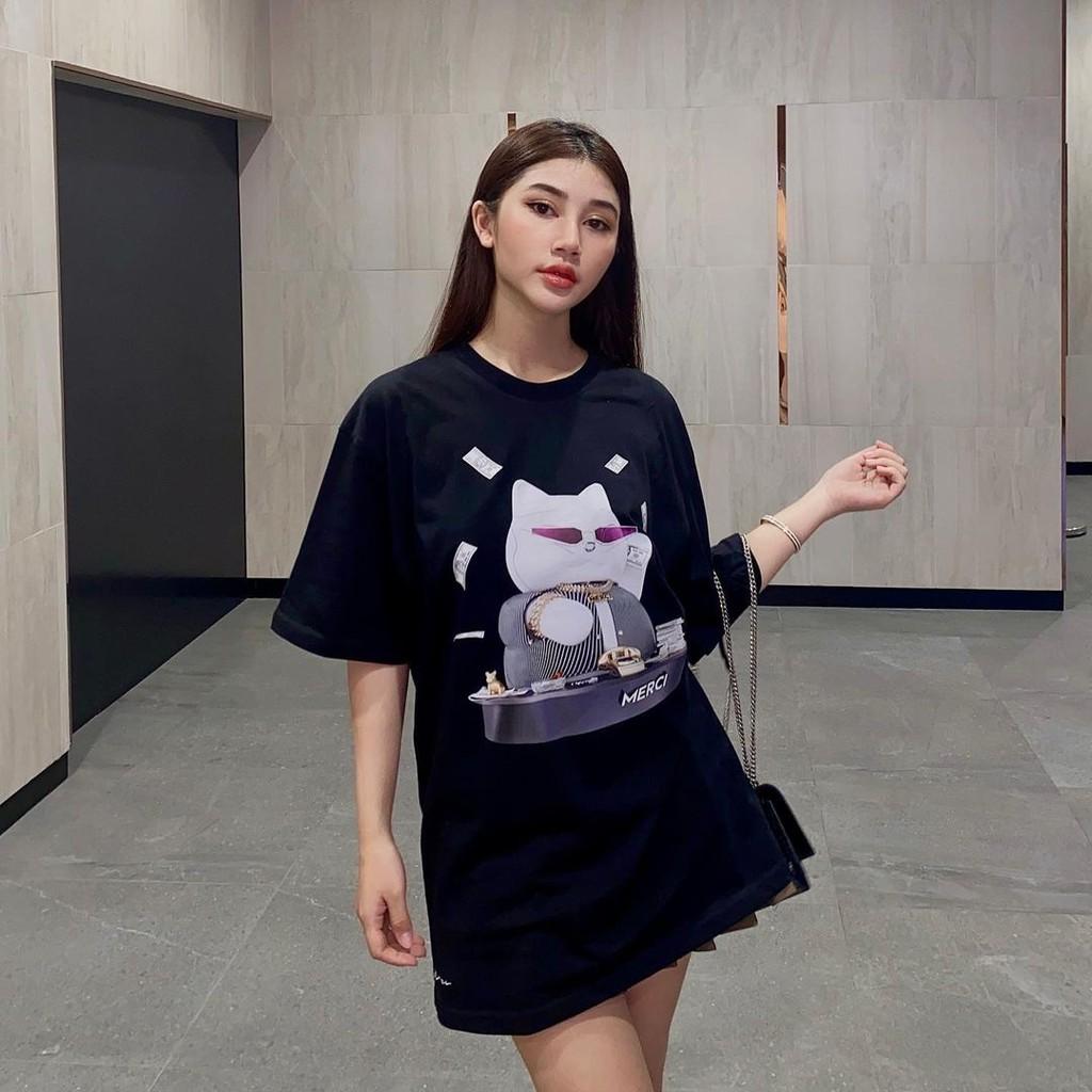 Áo thun nữ BLACKDOKI-MERCI 3 , áo phông nữ hiện đại basic cá tính form oversize tay lỡ chất cotton