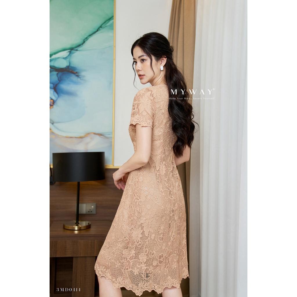 Đầm Ren Nữ MY WAY Tay Ngắn Ren Hai Lớp Dáng A Sang Trọng 3MD0414 BE3