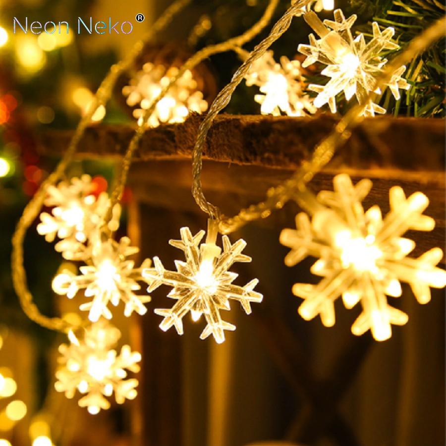 Dây led giáng sinh hình bông tuyết, trang trí phòng ngủ, trang trí cây thông Noel.