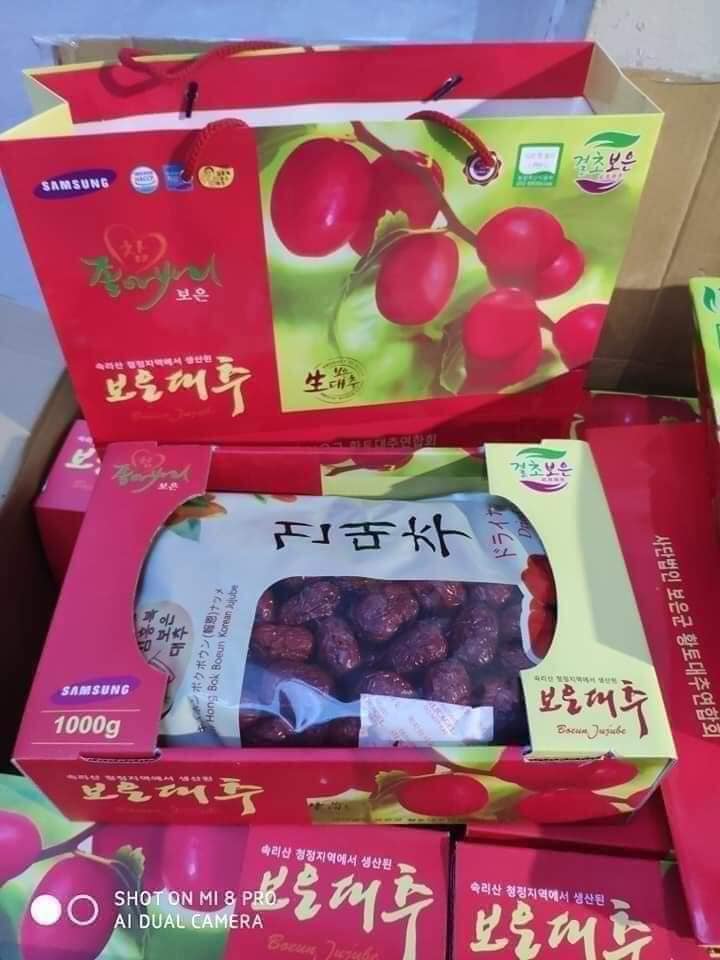 TÁO ĐỎ KHÔ HÀN QUỐC 1 KG KÈM TÚI XÁCH CAO CẤP - HÀNG CHÍNH HÃNG