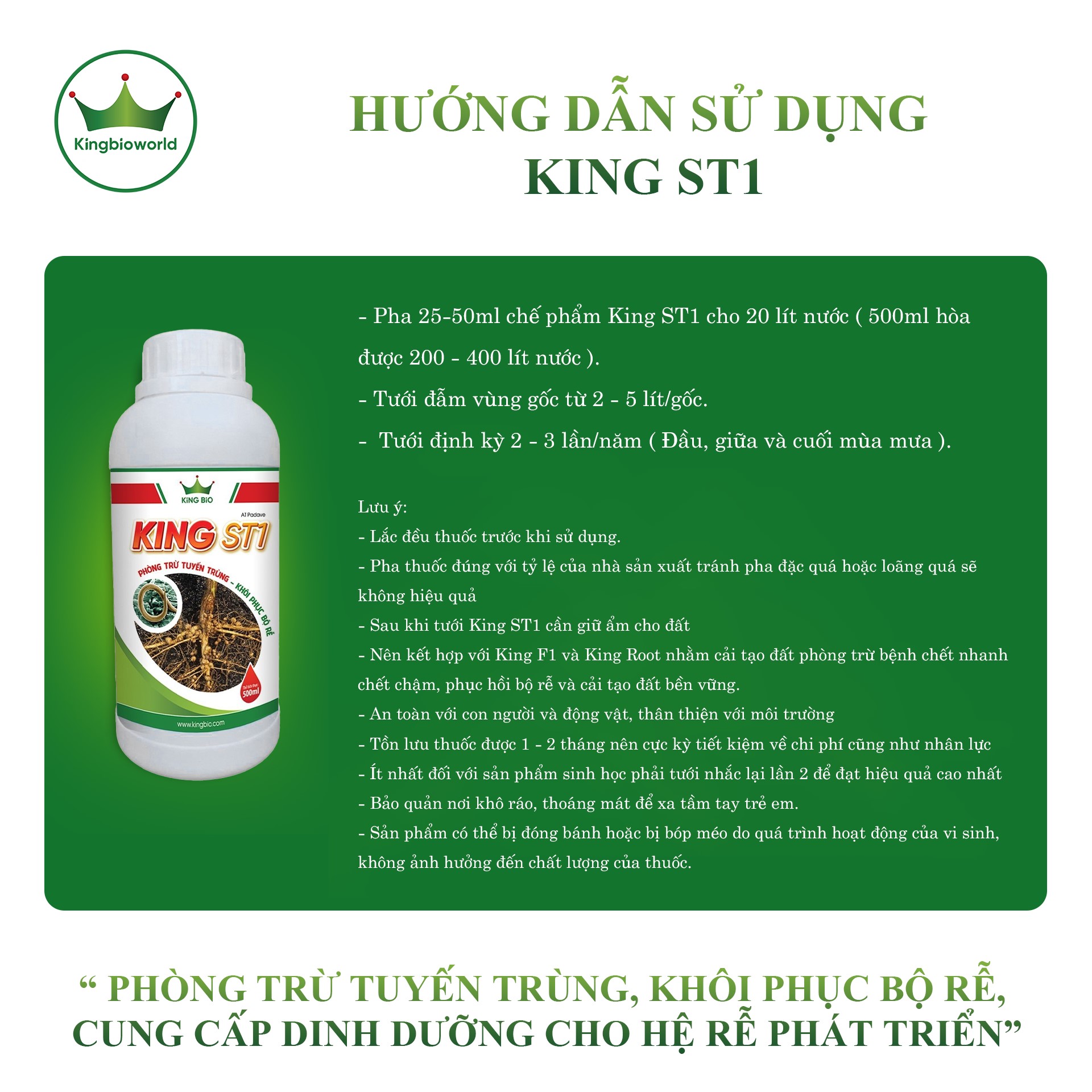 Combo đặc trị vàng lá thối rễ tuyết trùng dứt điểm King F1, King ST1, King 68