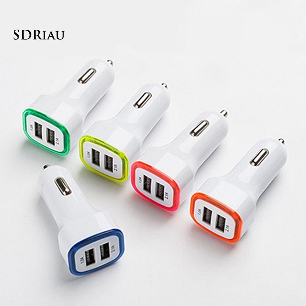 Tẩu sạc xe hơi có cổng USB kép 2.1A tích hợp đèn LED sáng nền cho iPhone iPad Samsung Galaxy