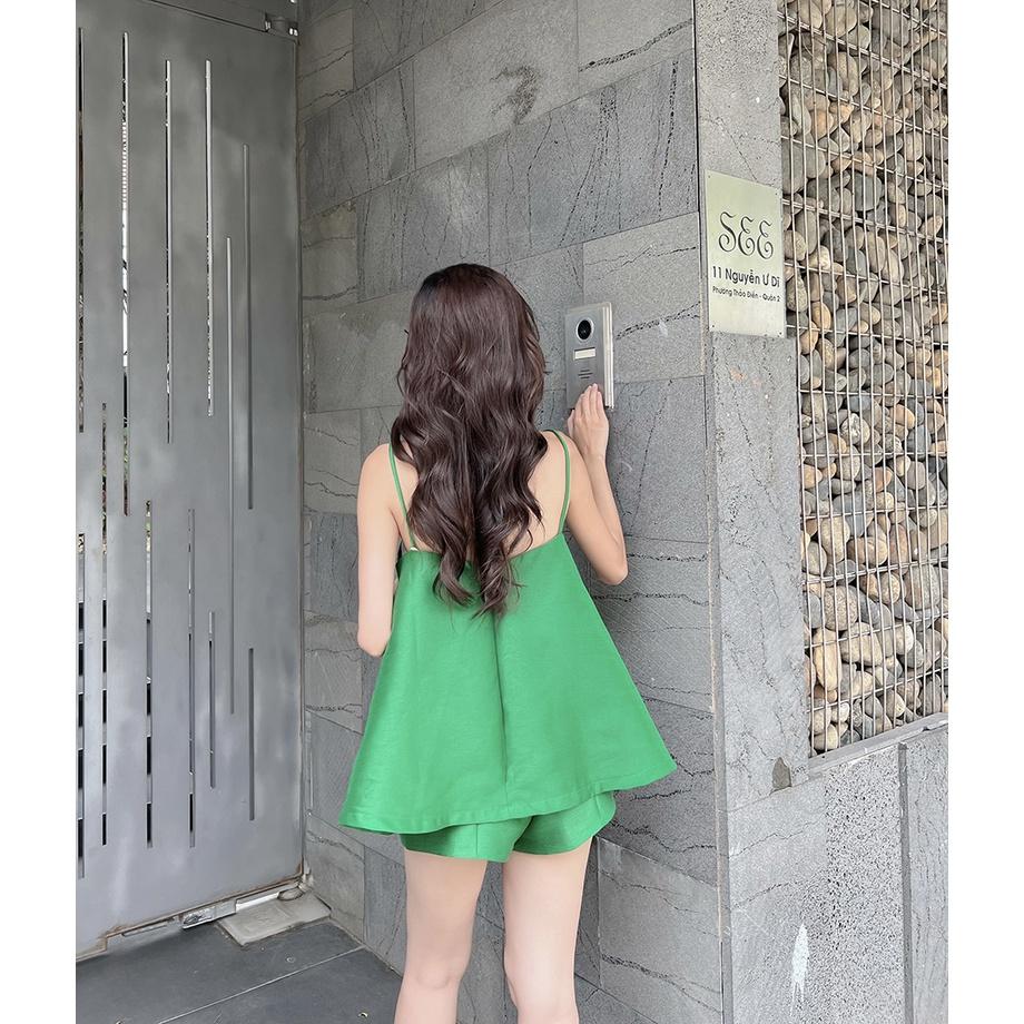 BBSTORE'S Áo Hai Dây Cutout Tùng Xòe Đính Hạt -A1083