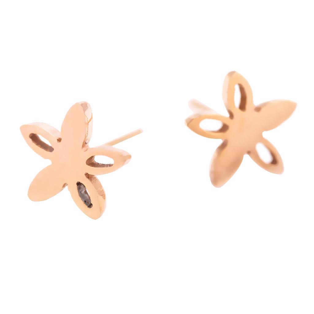 Fashion Women Girls Flower Stainless Steel Ear Stud Earrings Charm Jewelry
