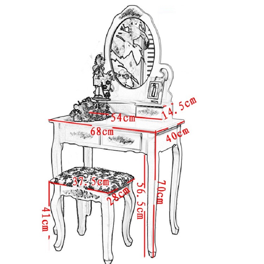 Bộ Bàn Ghế Trang Điểm Gỗ Cao Cấp