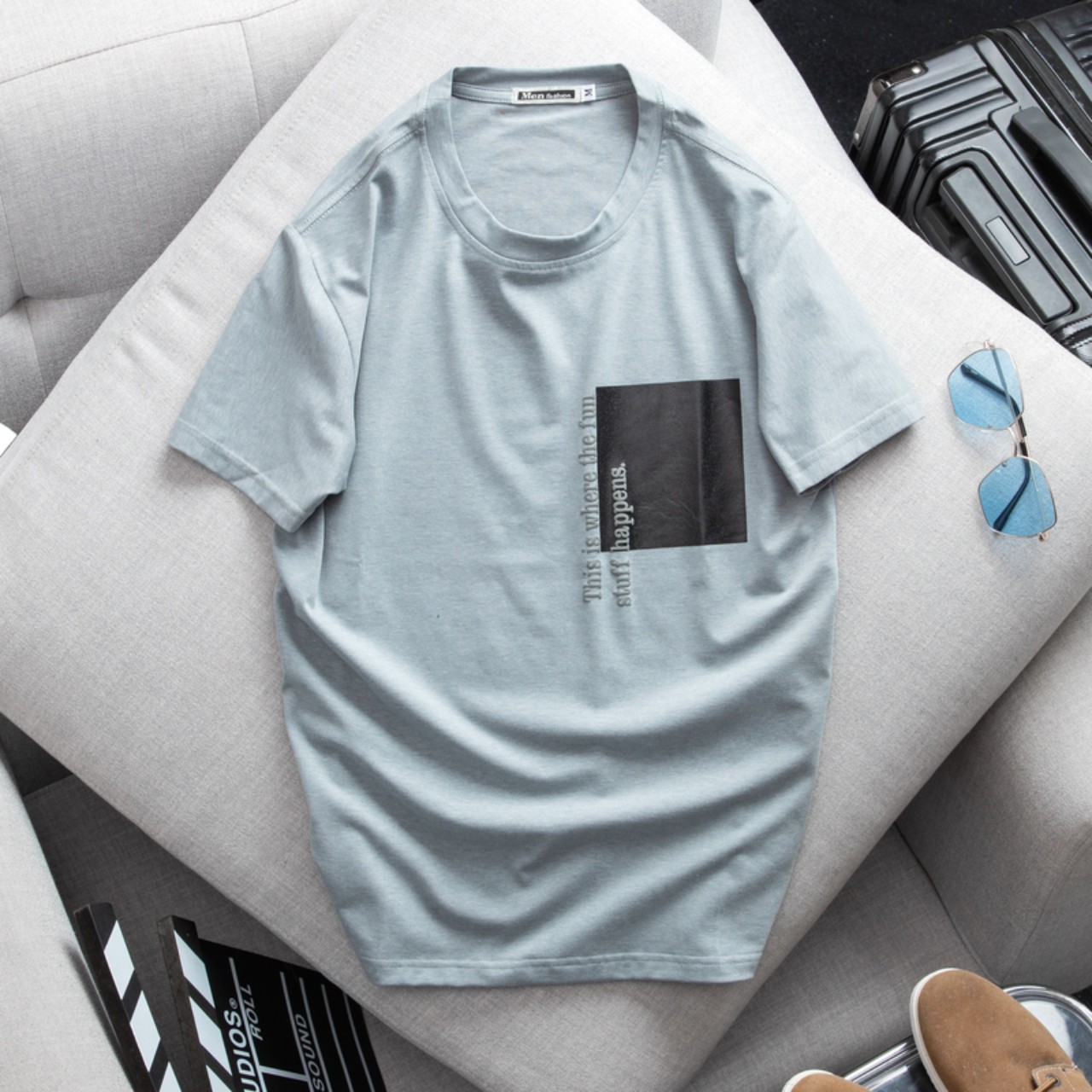 Áo Thun Nam Cổ Tròn Cotton In Họa Tiết trẻ trung AT112