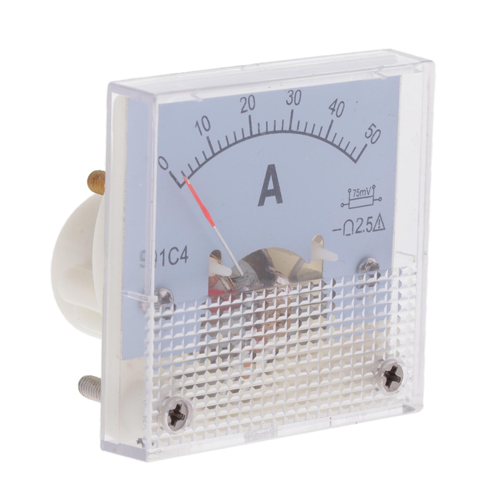 2Pcs DC Ammeter Analog Panel Meter Amp Meter Current Panel Meter Gauge 50A