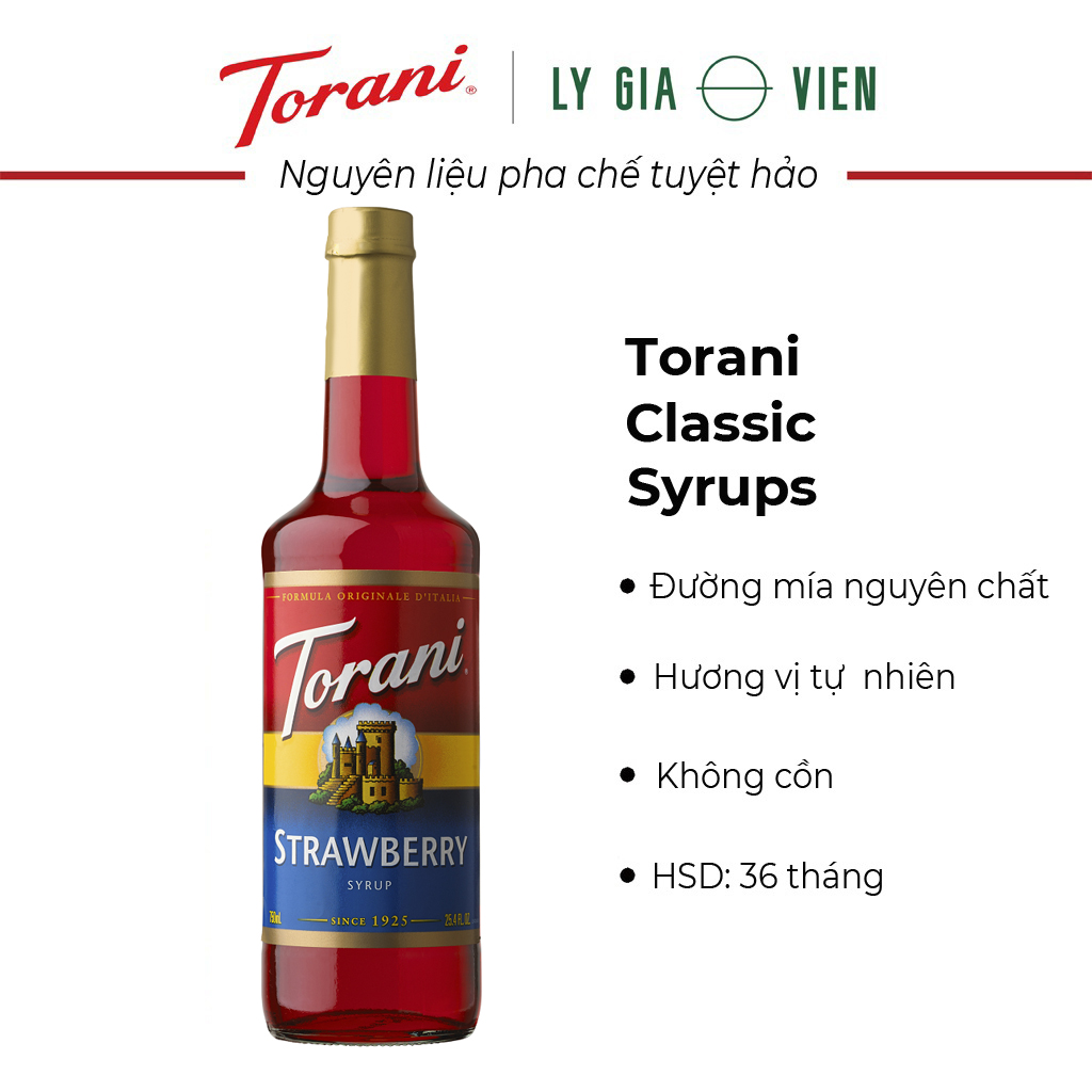 Siro Pha Chế Vị Dâu Tây Torani Classic Strawberry Syrup 750ml Mỹ