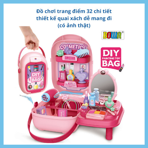 Đồ Chơi Trang Điểm Bộ Đồ Chơi Nhập Vai BOWA 8252 - 32 chi tiết -  - Có Thẻ Nhựa Cho Bé Tự Trang Trí Ngoài Hộp