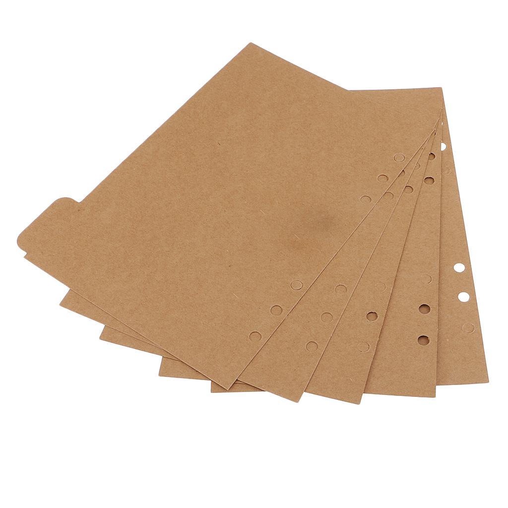 5 Piece A5 Kraft Tabbed Paper Planner Notebook Divider Index Page