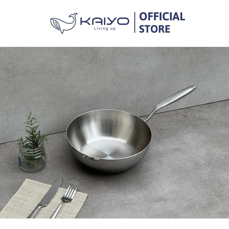 Chảo inox trơn sâu lòng thân đáy liền 3 lớp Tri-Ply Kaiyo, size 20cm