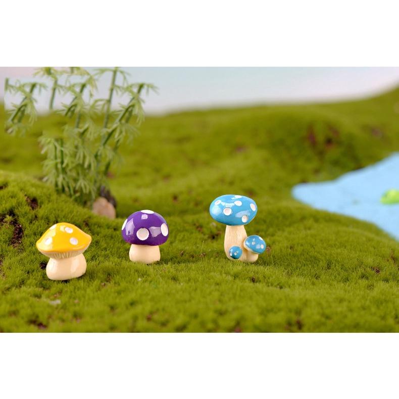 Tiểu cảnh mini ️ Mô hình nấm nhựa nhiều màu sắc trang trí sân vườn, tiểu cảnh, sen đá, terrarium
