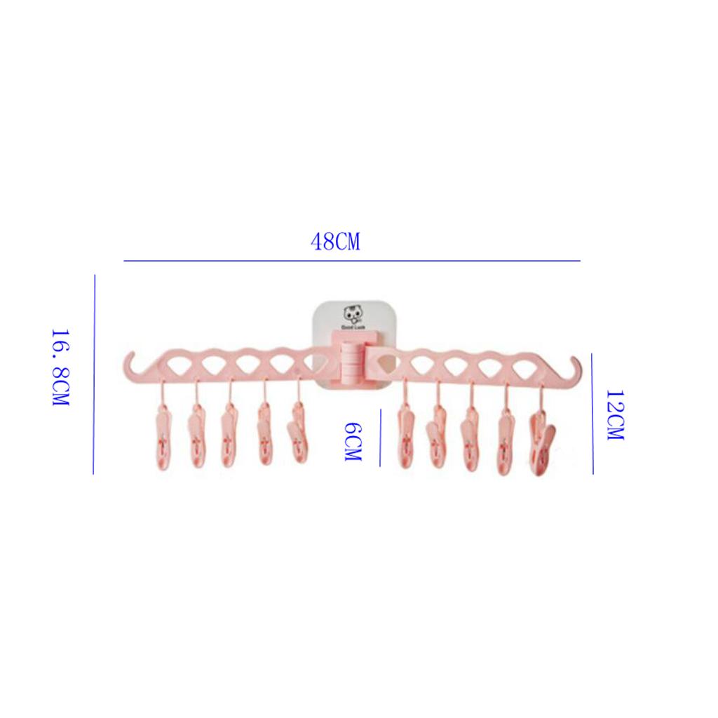 Foldable Clip and Cloths Hanger, Sock Hanger Underwear Hanger with 10