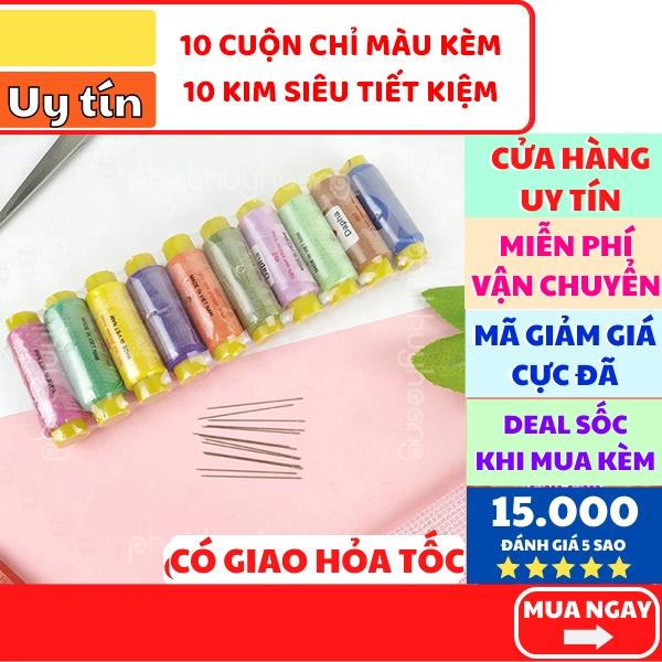 Combo 10 cuộn chỉ và 10 cây kim may siêu tiết kiệm
